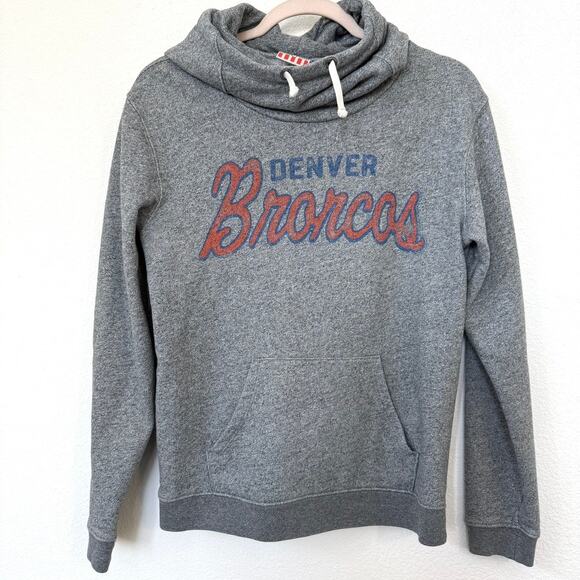 Junk Food Clothing Tops - Junk Food Denver Broncos Hoodie Pullover Gray Distressed Style S NFL Fan Gear